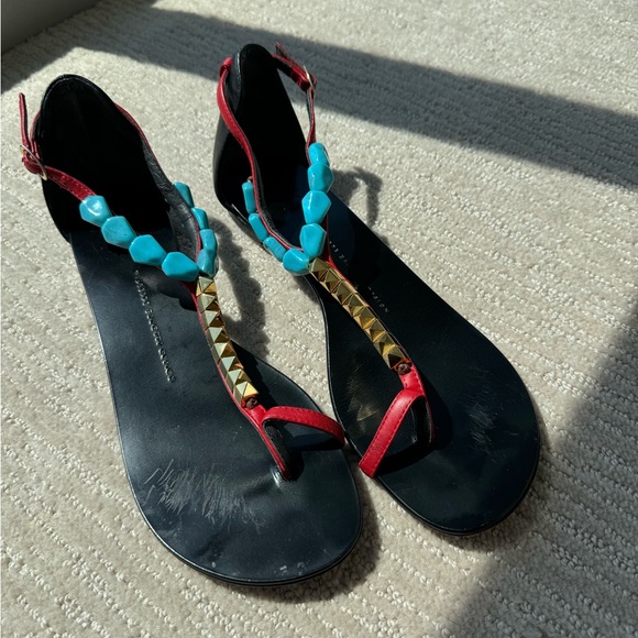 Giuseppe Zanotti Flat Sandals With Beads And Studs - Size 40.5 - Picture 4 of 7